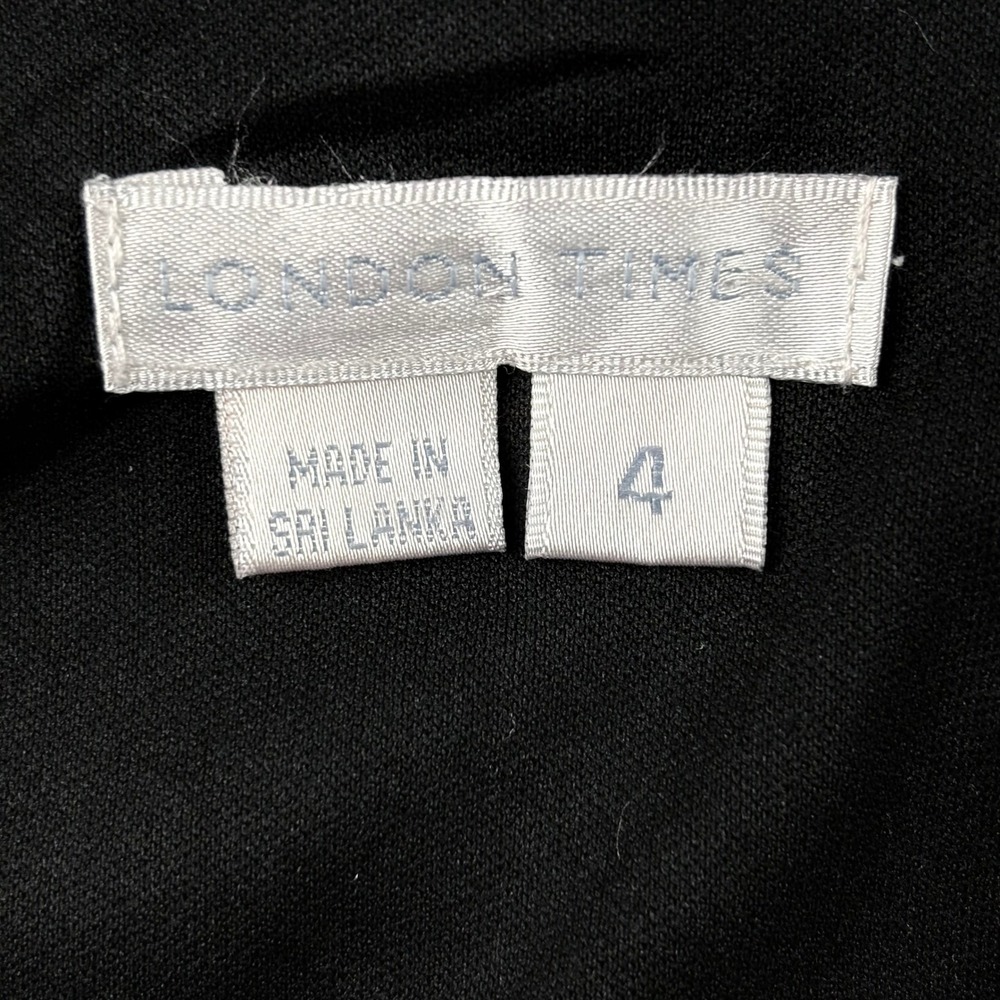 London Times Black Dress Women's 4 Cap Sleeve Career Cocktail Party Minimalist - Picture 7 of 13
